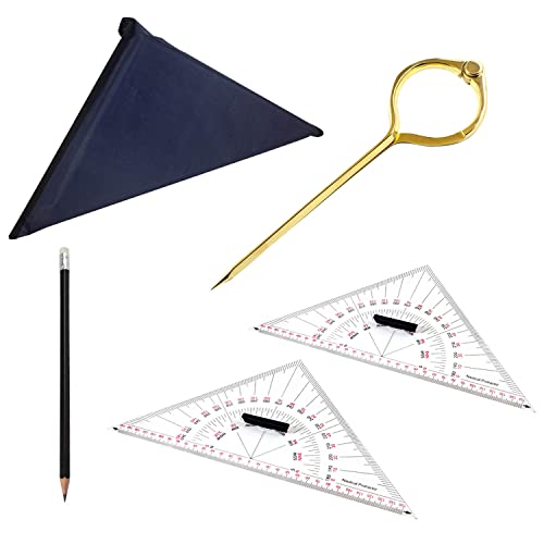 Triangular Set Boat Architect Architectural Stationery Navigation Plotting Kit Compass Course Triangle & Positioning Triangle 33cm Pencil Brass Nautical Divider Bag Set for Training Purposes Maritime