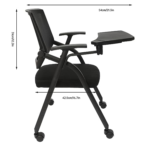 Zetiydrraq Office Conference Room Chair, Foldable Office Chairs with 4 Wheels with Tablet, Chair Mesh Guest Nesting for Schools, Meeting Rooms, Conference Halls, Guest Halls, Black