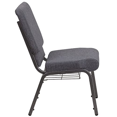 Flash Furniture Hercules 18.5 in Wide Fabric Church Chair, Dark Gray