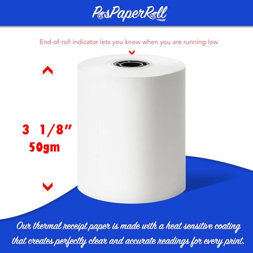 3-1/8 x 230 Thermal Paper Receipt Rolls, 50 GSM, BPA Free, 50-Count