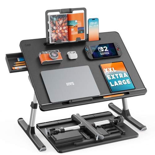 Laptop Lap Desk for Bed, SAIJI X-Large Adjustable Laptop Table