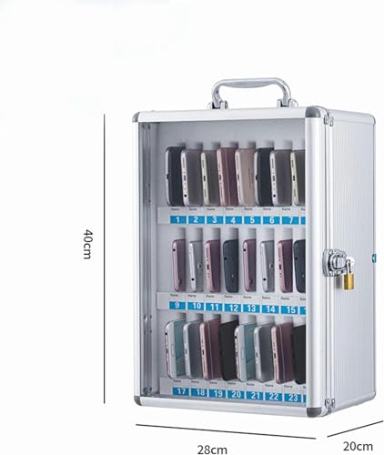 CZHIXG Aluminum Alloy Clear Cell Phones Storage Cabinet Pocket Chart Storage Locker Box with Handle for Office Classroom (24 Slots)-1