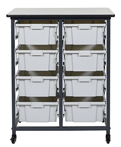 LUXOR MBS-DR-8L Mobile Bin System - Double Row Gray 20 L x 30 75 W x 37 5 H