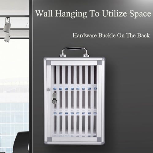 Wcxixo Slots Cell Phone Storage Box Aluminum Alloy Cell Phone Holder Wall-Mounted Pocket Chart Storage Locker Box Mobile Phone Lock Box with Handle and Security Lock for Classroom Office