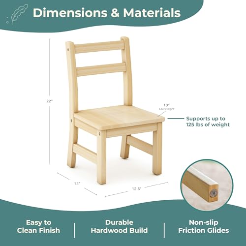 Guidecraft EdQ Hardwood Kids Chair Set of 2-Natural: Ladderback Wooden Chair for Children Ages 2-3 with 10" Seat Height | Kids Furniture for Playroom, Daycare, Preschool and Classroom Seating