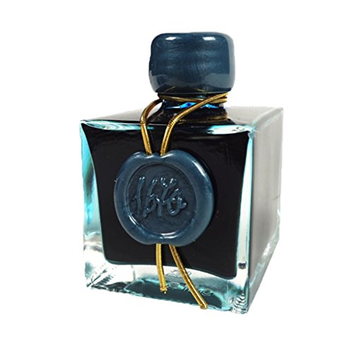 J. Herbin 1670 Anniversary Inks - Gold Sheen 50 ml Bottled - Emerald of Chivor (Emerald Green-Blue Ink)