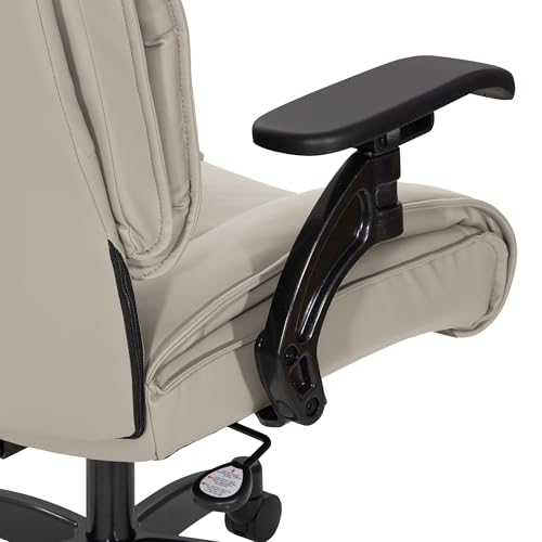 Space Seating 93 Series Professional Executive Leather Office Chair, Pillow Top Seat and Back, Lumbar Support, Cantilever Arms, Synchro Tilt, Taupe