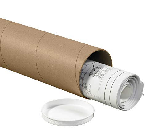 Tape Logic TLP4036K Mailing Tubes with Caps, 4" x 36", Kraft (Pack of 15)