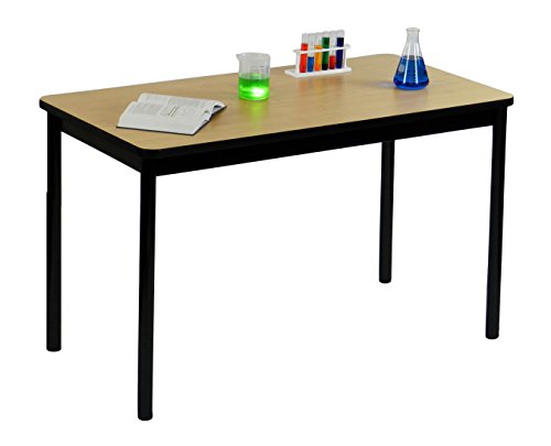 Correll LT2448-16 Lab Table, 36" Standing / Stool Height, 24" x 48" Fusion Maple High-Pressure Laminate Top with Black Frame , Rock Solid Commercial Quality