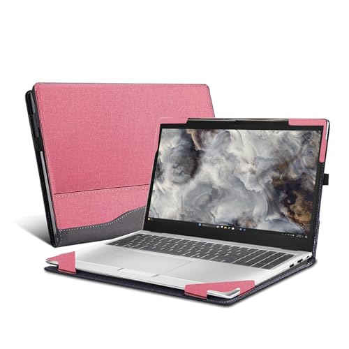 Laptop Case for Dell Pro 16 Plus Laptop PB16250 PB16255 16” All Inclusive Drop Case PU Leather Inside Pocket Cover (Pink)