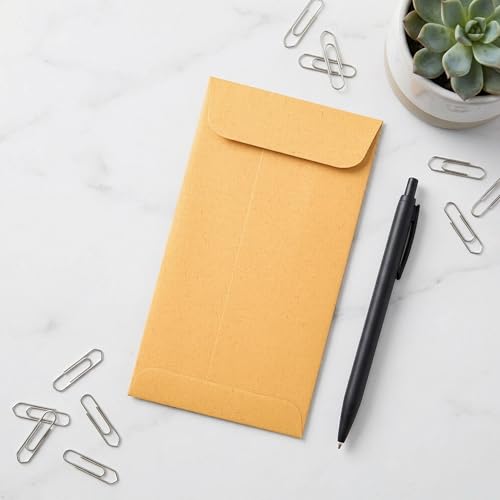JAM PAPER #7 Coin Business Envelopes with Peel and Seal Closure - 3 1/2 x 6 1/2 - Brown Kraft Manila - Bulk 500/Carton
