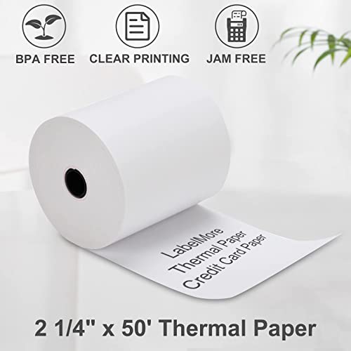 (200 Rolls) LabelMore 2 1/4" X 50' Thermal Receipt Paper, Credit Card Paper Rolls Thermal, Cash Register Roll, Premium Pos Printer Paper