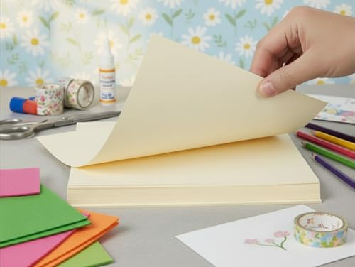 Vellum Bristol Cover Sheets, 67 Pound, (147 GSM) Smooth Finish, 250 Sheets Pack. – Cardstock for Crafting, Printing And More. (5, Cream, 8.5"x11")