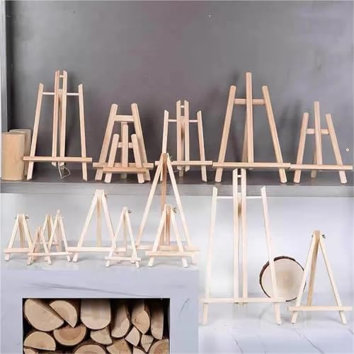 Sturdy 50pcs Mini Shelf Natural Wood Tripod Easel Frame Painting Craft Holder Desktop Table Name Card Stand Display(9x16cm)