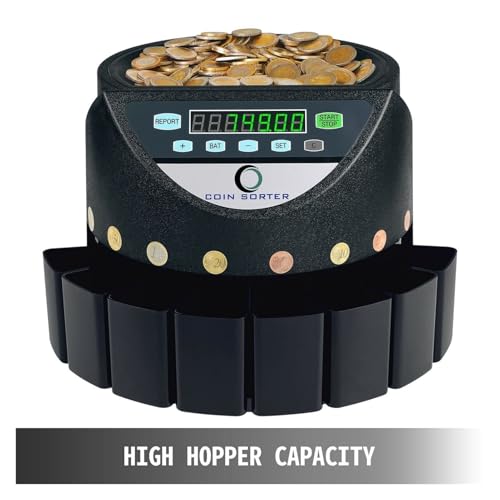 Money Counter Coin Sorter Counting Machine Counterfeit Detection Coin Counter of 300 Pieces,Min Electronic Automatic 45w Fast and Easy to Use