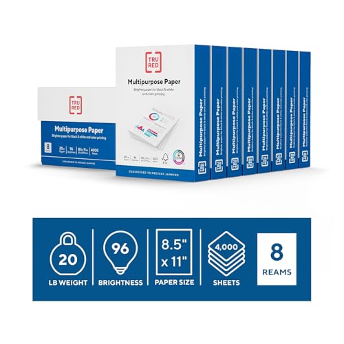 TRU RED Multipurpose Paper, 8.5x11 Inch, 20 lb., 96 Bright, 8 Reams