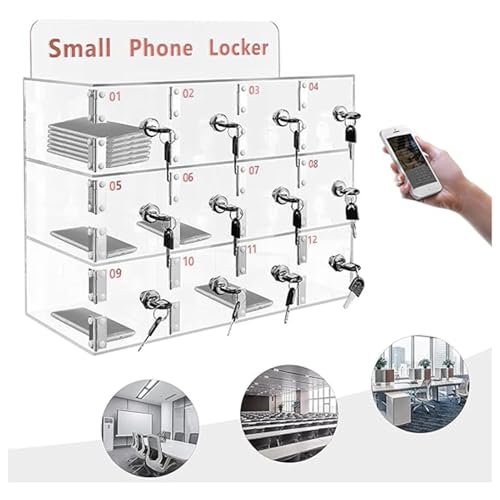 RJYYYDS Acrylic Cell Phone Locker Box with Door Locks and Keys Wall Mounted Clear Storage Box for Office School Classroom Secure Phone Storage Solution 50 Uni,9