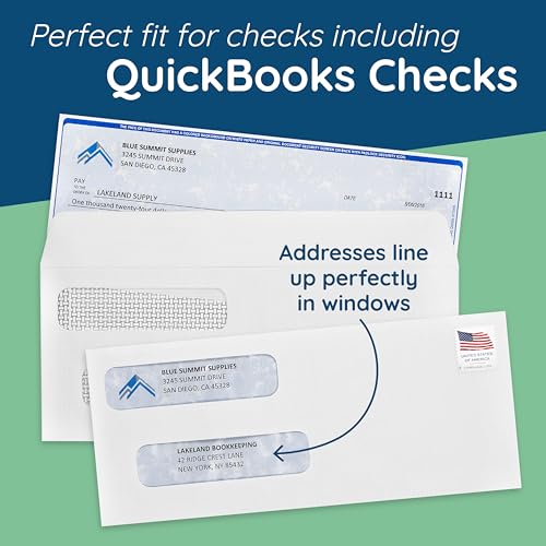 Blue Summit Supplies 500#8 Double Window Security Envelopes, Gummed