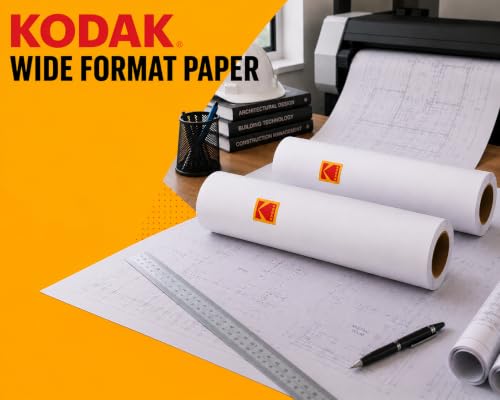 KODAK Wide Format Paper 24" x 150 FT 20# CAD Bond, 2" Core, 4 Rolls/Ctn