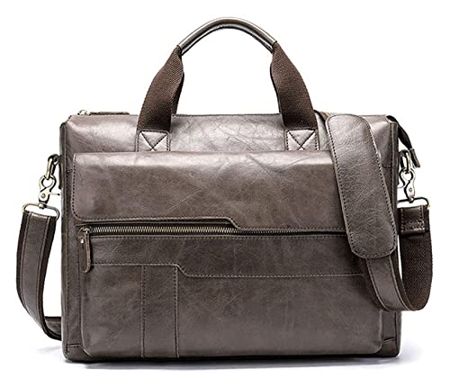 XIADENGLAN Leather Briefcase 14" Laptop Handbag Crossbody Bag Travel Office rk Satchel Business Messenger Shoulder(Gray)