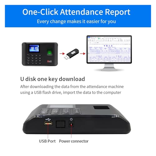 MHJKHG Clocking in Machine, Time Clock,Biometric Attendance System USB Fingerprint Exit Record Recorder Reader Time Clock in Employees Date Machine Electronic Device