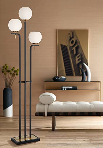 Possini Euro Design Acadia 71" Tall Black and Warm Gold 3-Light Floor Lamp