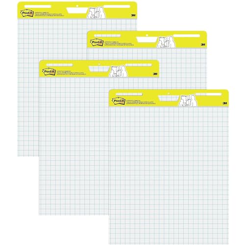 Post-it 560VAD4PK Easel Pad,Self-Stick,Faint Grid,30 Sheets,25-Inch x30-Inch,4/CT,WE