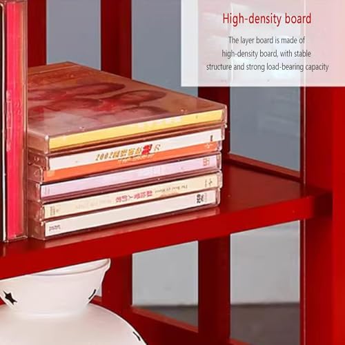 Wooden Telephone Standing Bookshelf Vintage,5-Tier Floor Booth with Acrylic Door,Living Room Storage Display Bookshelf,for bookstores, Living Rooms, and cafes(White)
