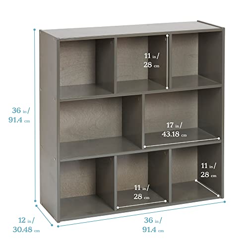 ECR4Kids Streamline 8-Compartment Storage Cabinet, 36in High, Grey Wash