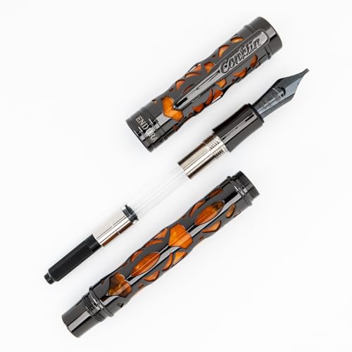 Conklin Endura Deco Crest Fountain Pen in Orange with Rose Gold Accents – Medium Nib, Refillable Luxury Writing Instrument