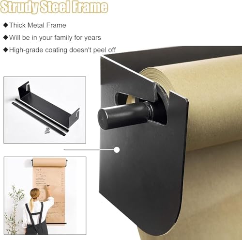 LNNW Kraft Paper Dispenser Kraft Paper Roll Dispenser & Cutter, Wall Mounted Butcher Paper Roll Holder for DIY Room Doodle Painting&Art Projects Decorative Message Boards for Wall(26inch)