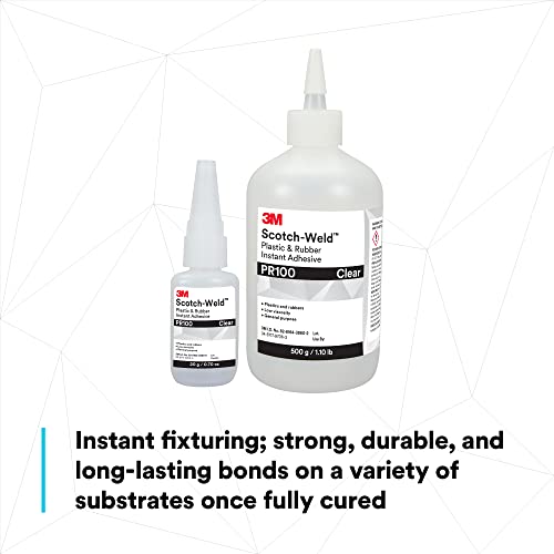 3M Scotch-Weld Plastic & Rubber Instant Adhesive PR100, Clear, 20 Gram