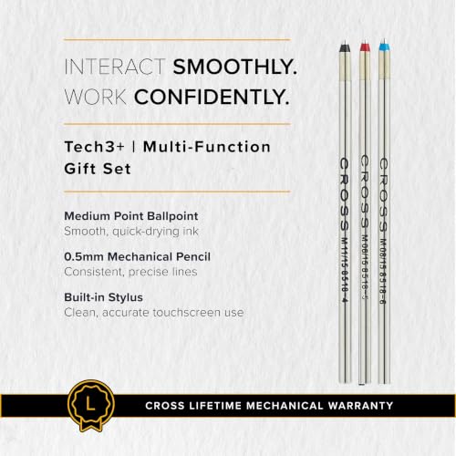 Cross Tech3+ Brushed Black PVD Multifunction Pen, Black Ink, Corporate Gift