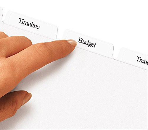 Avery Index Maker 11436 Clear Label Divider - 8.50 X 11 - 5 Set - White Divider - White Tab