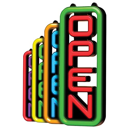 Led Open Sign for Business – Stand Out with 64 Super-Bright Color Combos to Match Your Brand - Programmable Neon Flash, or Scroll – 8 x 19 inch