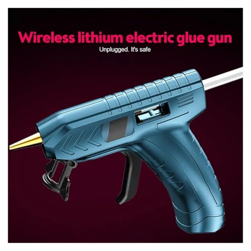 ZIJINGM Electric Hot Melt Glue Gun, Cordless Home Rechargeable Kids Craft Glue Sticks, Universal Electric Glue for DIY Craft Projects and Quick Home Repairs(Blue)