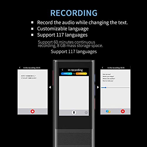 EliteBloom Language Translator Device,117 Languages Mini Smart Voice Translator, 12 Languages Offline Translator WiFi/Hotspot Touch Screen P Translator 43 Country Photo Translations,