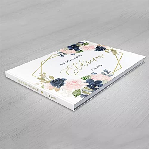 QERTYHJK Personalized Wedding Guest Book Alternative Geometric Guestbook Floral Album Photo Sign