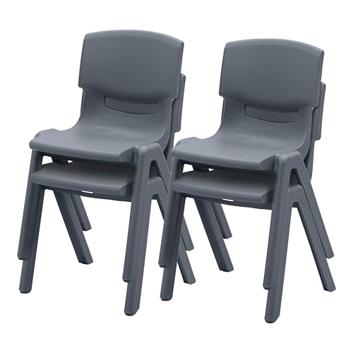 Back2School Express Stackable School Chairs, 14in Seat Height, 4-Pack, Grey