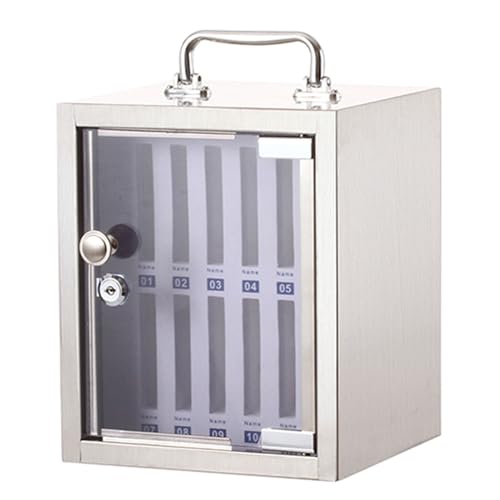 Doorhighpeak Cell Phone Cabinet Mobile Phone Management Storage Box, Stainless Steel Pocket Chart Storage Locker Box w/Portable Handle, Mobile Phone Holder Organizer, for Office School Classroom