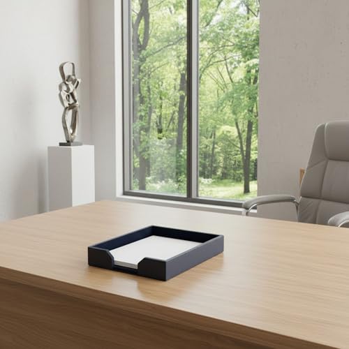DACASSO Bonded Leather Desktop Letter Tray - Luxury Letter Holder & Paper Organizer for Desk - Office Organization & Executive Desk Decor - (Navy Blue) 13.5 x 10.5 x 2