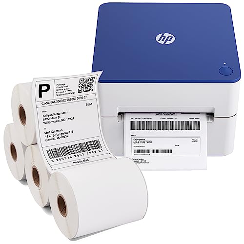 HP Shipping Label Printer 4x6 Commercial Grade Direct Thermal, 203 DPI Printer 4” x 6” Labels (4 Rolls 250 Sheets per Roll)