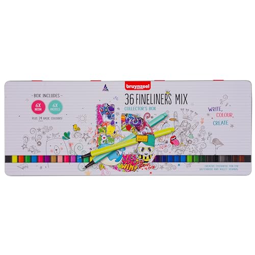 BRUYNZEEL Fineliner Set of 36 Colours | Pens for Writing, Drawing, Bullet Journaling, Adult Colouring Books