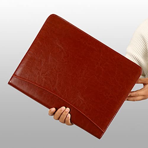 Business Portfolio A4 Padfolio Leather Folder Multifunctional Zipper Notepad Professional File Binder Conference Document Planner Personal Organizer for Men Women ( Color : Black , Size : 12-digit cal
