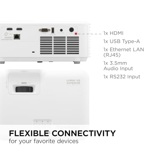 ViewSonic LS741HD 5000 Lumens 1080p Laser Projector with H/V Keystone, 4 Corner Adjustment, 360 Degree Projection, 1.6X Optical Zoom, LAN Control, and 24/7 Operation