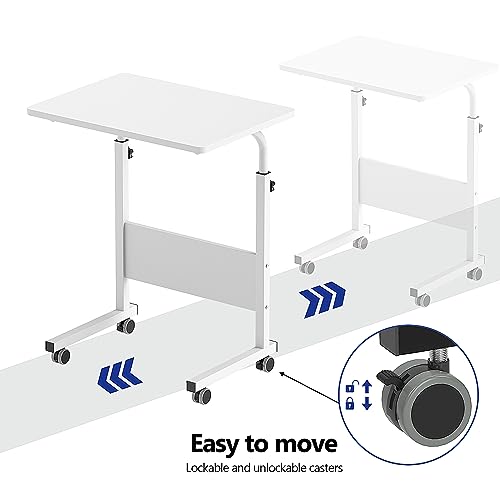 SogesHome Adjustable Mobile Bed Table Portable Laptop Computer Stand, 23.6 inches and 31.4 inches (White, 31.4 inch)