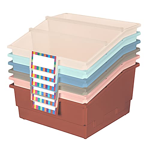Really Good Stuff Picture Book Classroom Library Bins with Dividers, 6-Pack