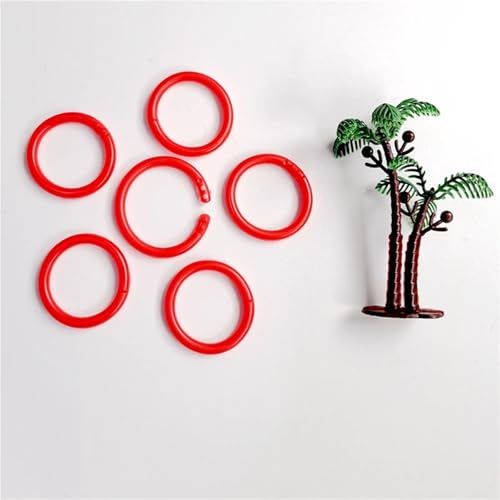 Binder Rings 500pcs Removeable Color Plastic Loose Leaf Binding Ring Clip Coil for DIY Travel Diary(35mm-Red)