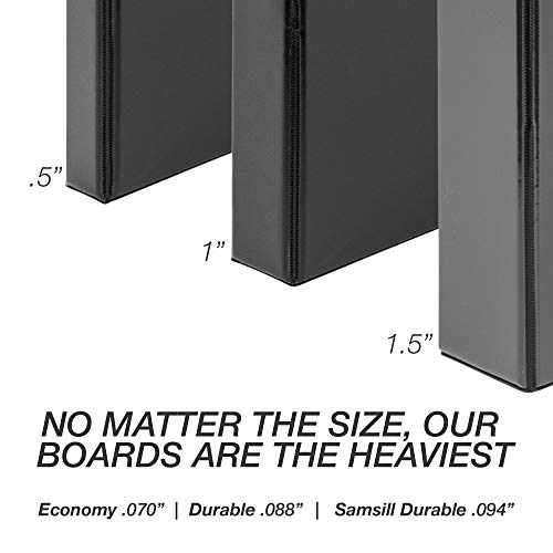 Samsill 8 Pack Durable 0.5 Inch 3 Ring Binders, Round Ring, Clear View Cover for Presentations, Black