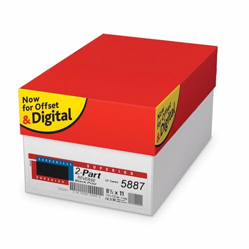 Superior 8.5 x 11 Carbonless Paper, 2 Part Reverse (Canary/Bright White), 2000 Sets, 4000 Sheets, (8 Reams)